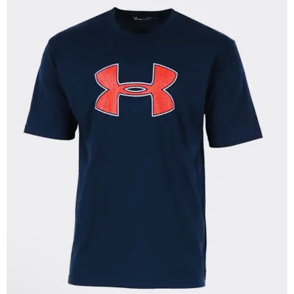 NEW UA Under Armour Men's L Navy Big Logo Sport Tee Top Athletic Muscle Shirt